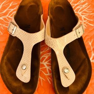 Birkenstock Gizeh Size 42 (10.5-11) White Python Print